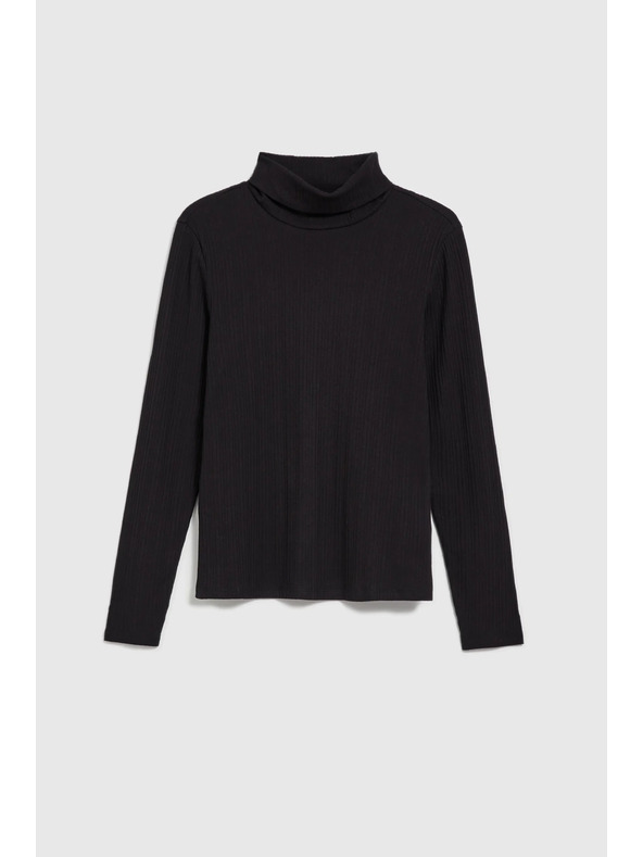 Moodo Top negru pentru femei cu mânecă lungă