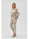 Moodo Pantaloni albi cu imprimeu floral pentru femei Moodo