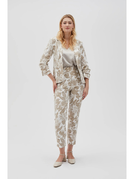 Moodo Pantaloni albi cu imprimeu floral pentru femei Moodo