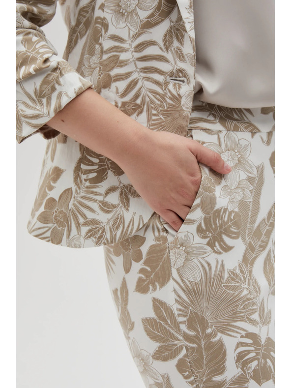 Moodo Pantaloni albi cu imprimeu floral pentru femei Moodo