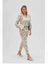 Moodo Pantaloni albi cu imprimeu floral pentru femei Moodo