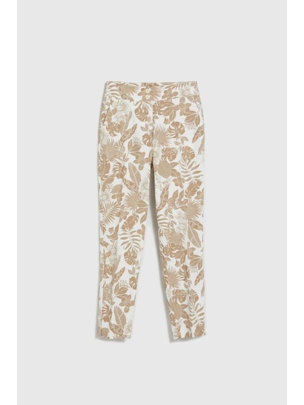 Moodo Pantaloni albi cu imprimeu floral pentru femei Moodo