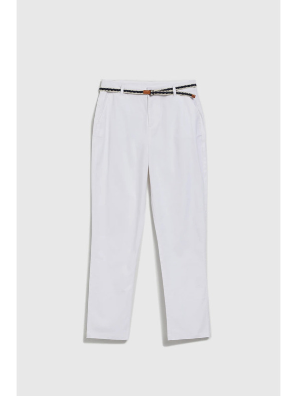 Moodo Pantaloni albi pentru femei cu curea Moodo