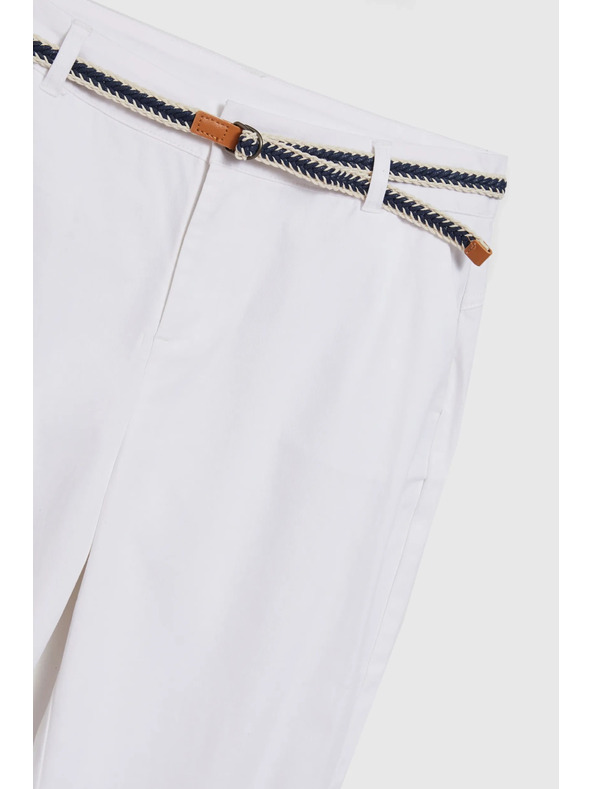 Moodo Pantaloni albi pentru femei cu curea Moodo