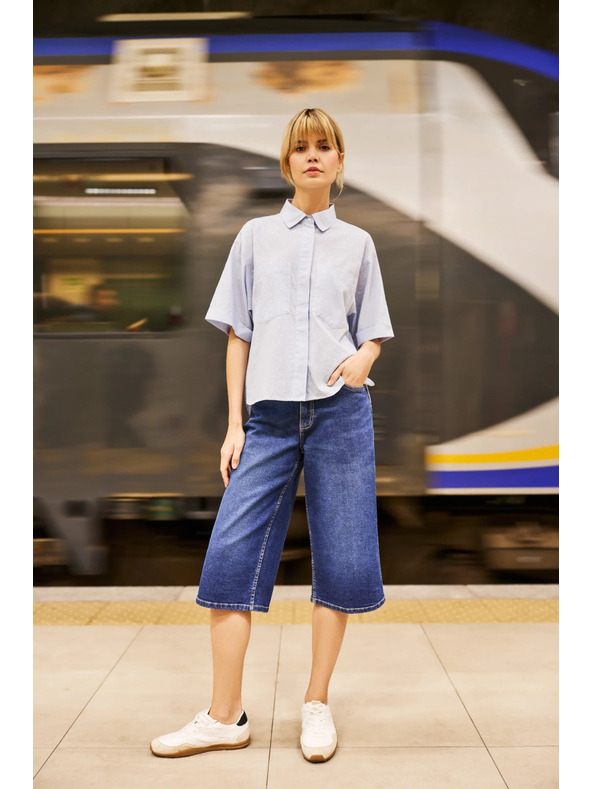 Moodo Pantaloni scurți din denim albaștri pentru femei Moodo