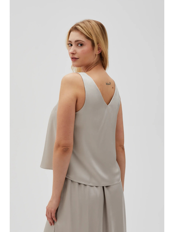 Moodo Bluză bej fără mâneci pentru femei Moodo