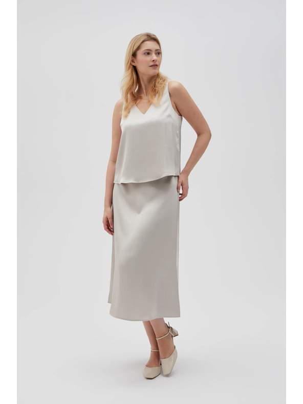 Moodo Bluză bej fără mâneci pentru femei Moodo