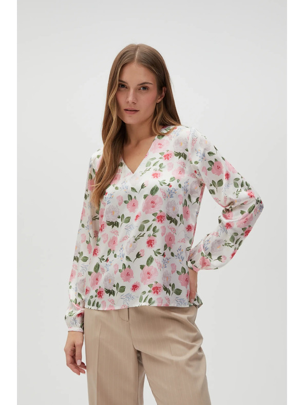 Moodo Bluză albă cu imprimeu floral pentru femei Moodo