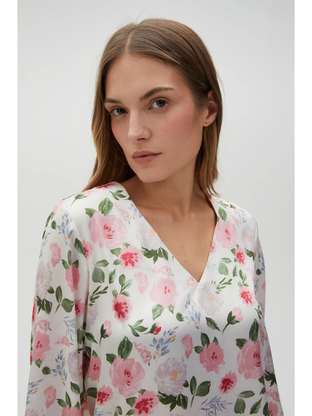 Moodo Bluză albă cu imprimeu floral pentru femei Moodo