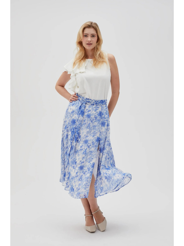 Moodo Fustă florală albastră pentru femei Moodo