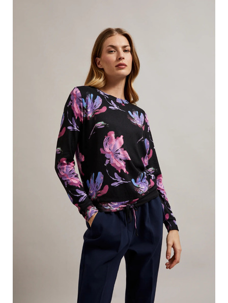 Moodo Pulover floral violet-negru