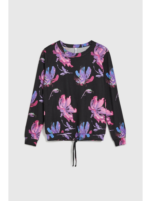 Moodo Pulover floral violet-negru