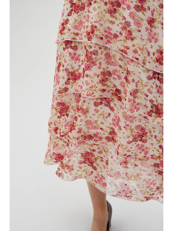 Moodo Rochie florală alb-roșie pentru femei Moodo