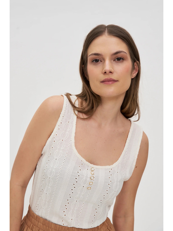Moodo Top alb fără mâneci pentru femei