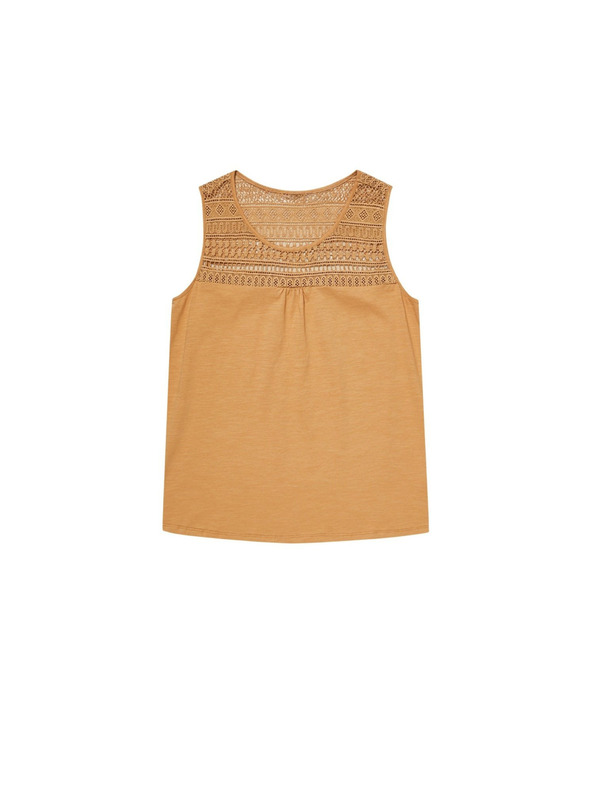 Moodo Bluză bej fără mâneci cu model