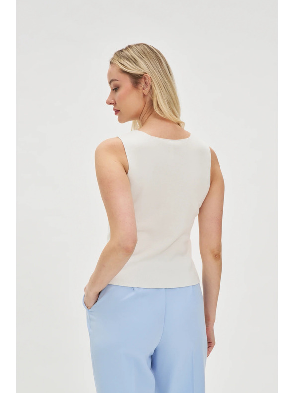 Moodo Maiou alb pentru femei cu nasturi Moodo