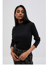 Moodo Tricou negru reiat cu mânecă lungă
