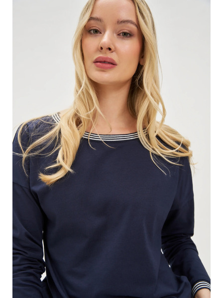 Moodo Tricou bleumarin cu mânecă lungă pentru femei Moodo