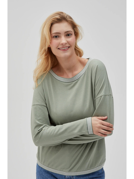 Moodo Tricou măsliniu cu mânecă lungă pentru femei Moodo