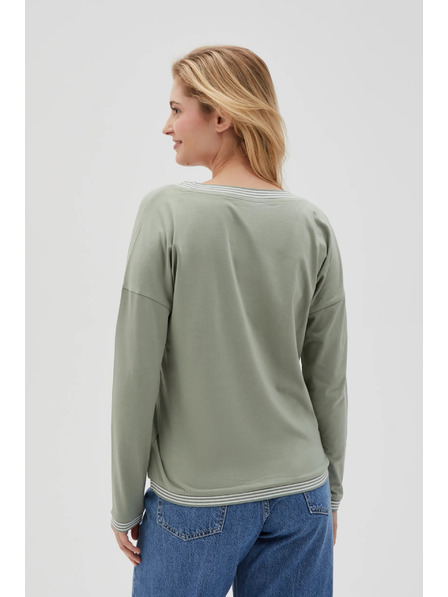 Moodo Tricou măsliniu cu mânecă lungă pentru femei Moodo