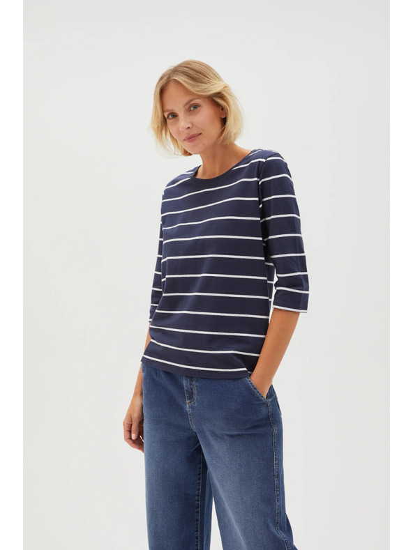 Moodo Tricou bleumarin cu mânecă lungă pentru femei Moodo