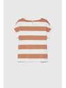 Moodo Tricou în dungi bej-alb pentru femei Moodo