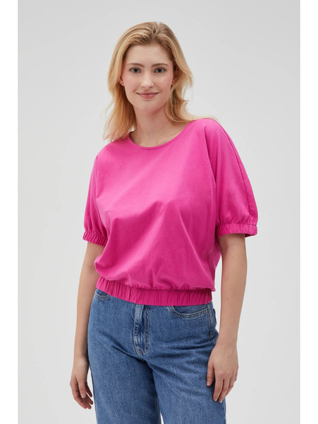 Moodo Tricou din bumbac fucsia pentru femei Moodo