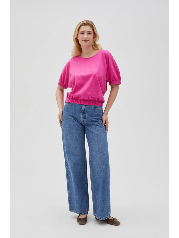 Moodo Tricou din bumbac fucsia pentru femei Moodo