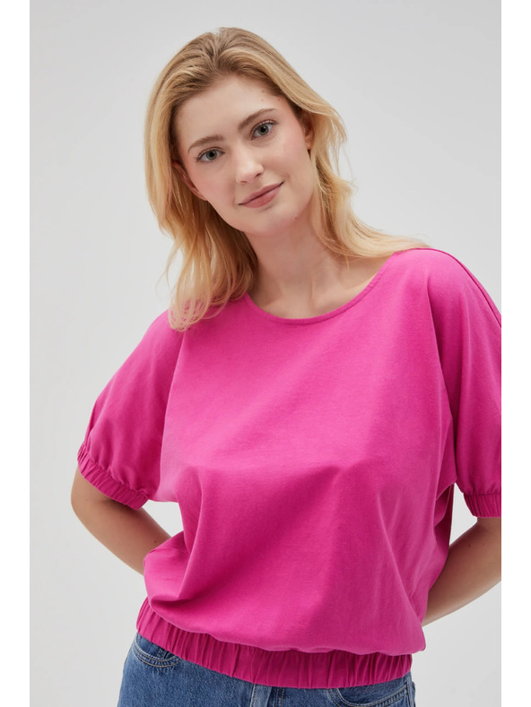 Moodo Tricou din bumbac fucsia pentru femei Moodo