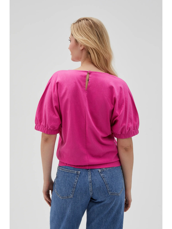 Moodo Tricou din bumbac fucsia pentru femei Moodo