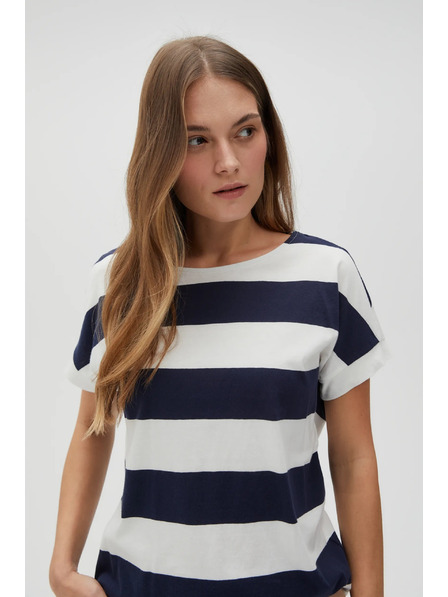 Moodo Tricou în dungi albastru-alb pentru femei Moodo