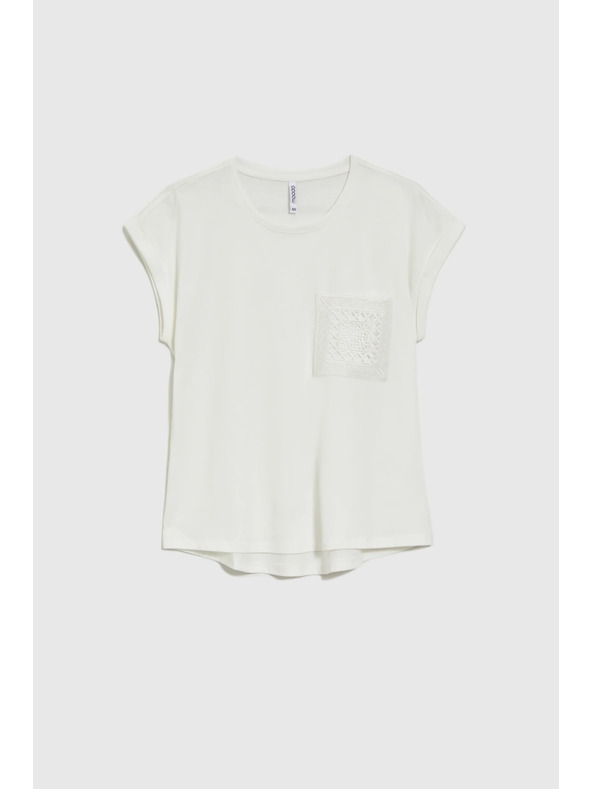 Moodo Top alb din bumbac cu buzunar