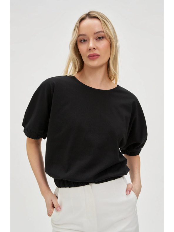 Moodo Tricou negru din bumbac pentru femei Moodo
