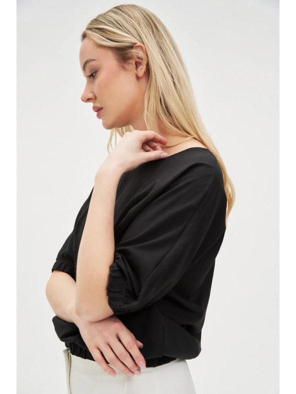 Moodo Tricou negru din bumbac pentru femei Moodo