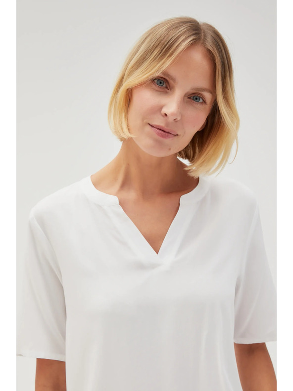 Moodo Bluză albă cu legătoare