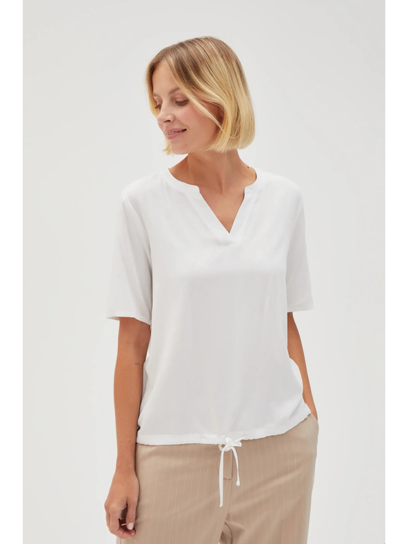 Moodo Bluză albă cu legătoare