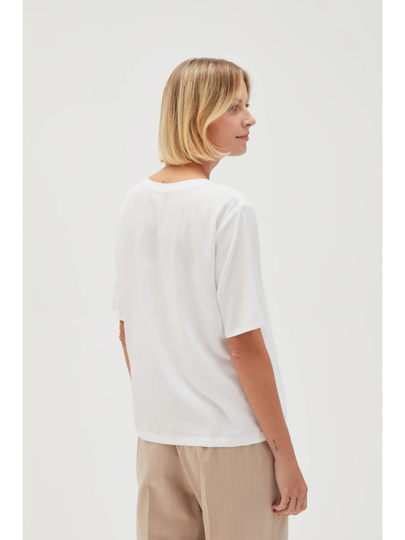 Moodo Bluză albă cu legătoare