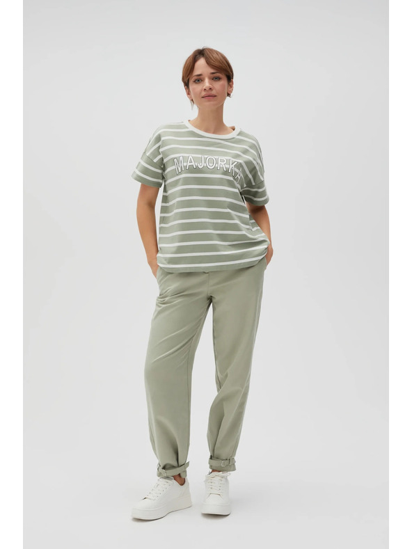 Moodo Tricou în dungi măsliniu