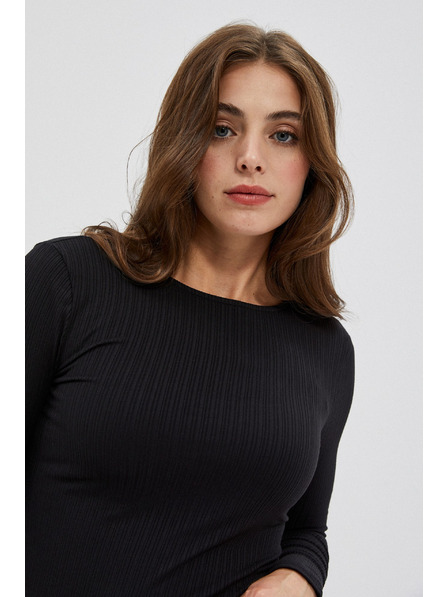 Moodo Tricou negru pentru femei cu mânecă lungă