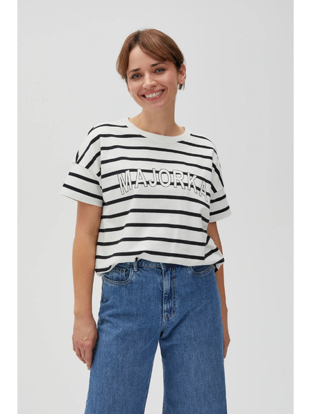 Moodo Tricou în dungi alb pentru femei