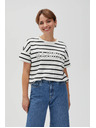 Moodo Tricou în dungi alb pentru femei