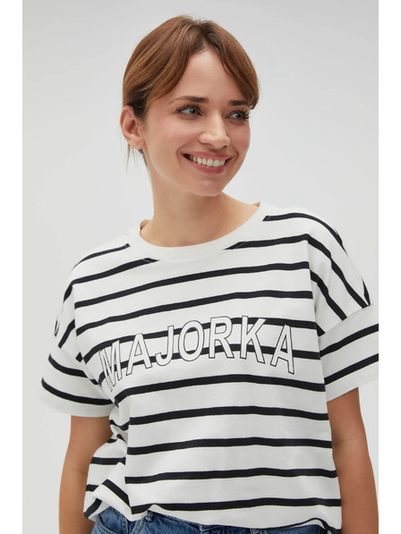 Moodo Tricou în dungi alb pentru femei
