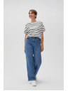 Moodo Tricou în dungi alb pentru femei
