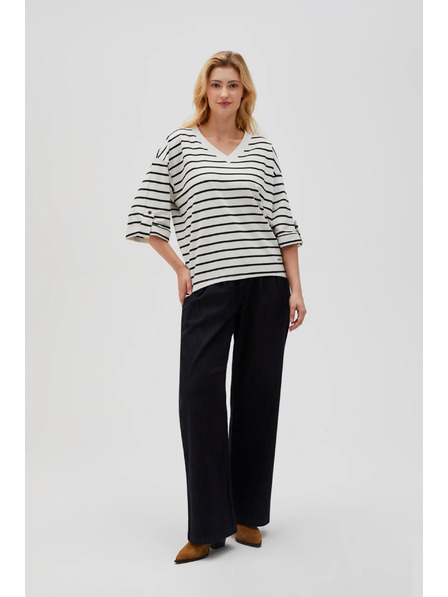 Moodo Tricou lejer în dungi alb-negru