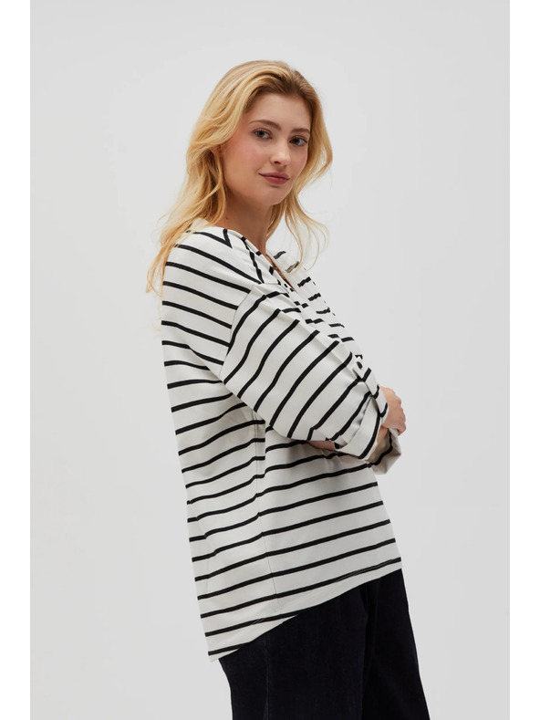 Moodo Tricou lejer în dungi alb-negru
