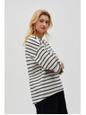 Moodo Tricou lejer în dungi alb-negru