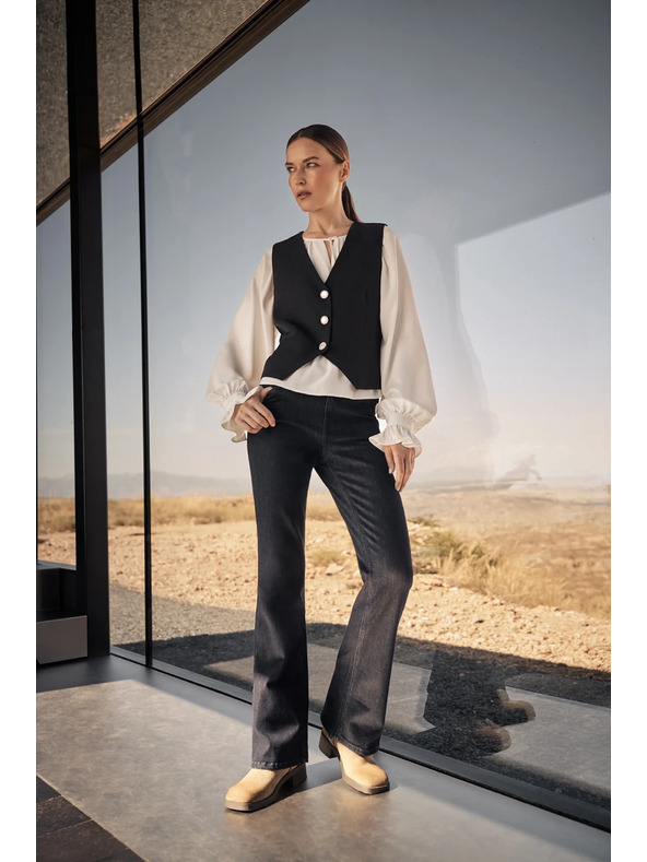 Moodo Bluză albă pentru femei cu volănașe