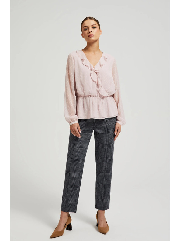 Moodo Bluză roz pentru femei cu volănașe