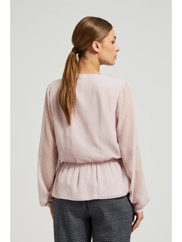 Moodo Bluză roz pentru femei cu volănașe