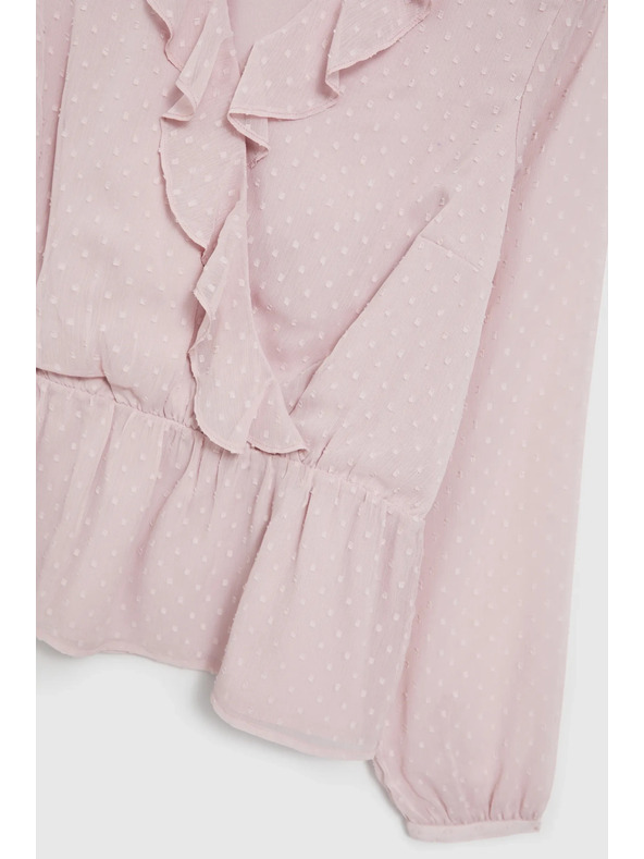 Moodo Bluză roz pentru femei cu volănașe